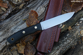 Туристический нож Praiter Bohler N690, накладки micarta Черная, оружейная насечка