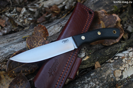 Туристический нож Praiter Bohler N690, накладки micarta Черная, оружейная насечка