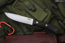 Туристический нож Praiter Bohler N690, накладки micarta Черная, оружейная насечка