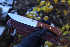 Туристический нож Praiter Bohler N690, накладки micarta Койот, оружейная насечка
