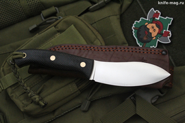 Туристический нож Nessmuk Nord Hunter VG-10, накладки micarta Черная, оружейная насечка