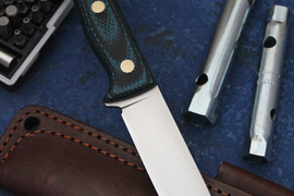 Туристический нож Шершень L VG-10, накладки micarta Черно-Синяя, оружейная насечка