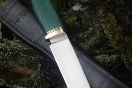 Туристический нож Длинный Джек Эксперт CPR, рукоять micarta Изумруд, оружейная насечка