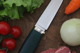 Туристический нож Длинный Джек Эксперт CPR, рукоять micarta Изумруд, оружейная насечка