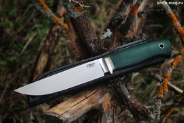 Туристический нож Длинный Джек Эксперт CPR, рукоять micarta Изумруд, оружейная насечка