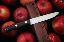 Туристический нож Slender M Bohler N690, накладки micarta Красно-Черная, оружейная насечка