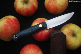 Туристический нож Small Bohler N690 конвекс, накладки micarta Черно-Синяя, оружейная насечка