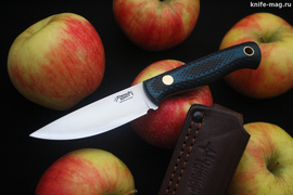 Туристический нож Small Bohler N690 конвекс, накладки micarta Черно-Синяя, оружейная насечка