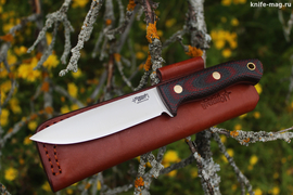 Туристический нож Шершень L VG-10, накладки micarta Красно-Черная, оружейная насечка