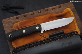 Туристический нож Скаут L VG-10, накладки micarta Черная, оружейная насечка