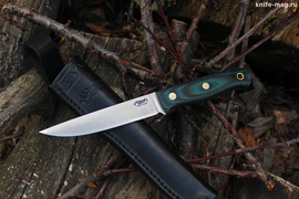 Туристический нож Рыбацкий M Bohler N690, накладки micarta Черно-Синяя, оружейная насечка