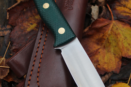 Туристический нож Caribou VG-10, накладки micarta Изумруд, оружейная насечка