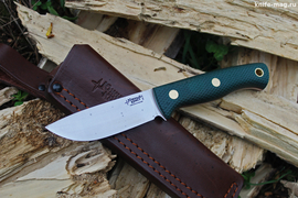 Туристический нож Caribou VG-10, накладки micarta Изумруд, оружейная насечка