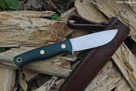 Туристический нож Caribou VG-10, накладки micarta Изумруд, оружейная насечка