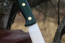 Туристический нож Caribou VG-10, накладки micarta Изумруд, оружейная насечка