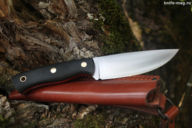 Туристический нож Барибал Böhler K110 конвекс, накладки micarta Черная, оружейная насечка