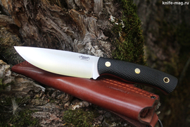 Туристический нож Барибал Böhler K110 конвекс, накладки micarta Черная, оружейная насечка