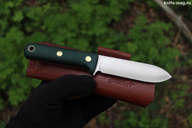Туристический нож Кефарт Мини VG-10, накладки micarta Изумруд, оружейная насечка