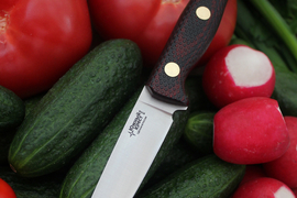 Туристический нож Splinter Bohler K110, накладки micarta Красно-Черная, оружейная насечка
