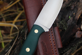 Туристический нож Барибал Böhler K110 конвекс, накладки micarta Изумруд, оружейная насечка