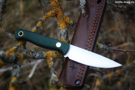 Туристический нож Small Elmax конвекс, накладки micarta Изумруд, оружейная насечка
