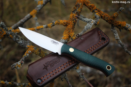 Туристический нож Small Elmax конвекс, накладки micarta Изумруд, оружейная насечка