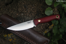 Туристический нож Small Elmax конвекс, накладки micarta Красная, оружейная насечка