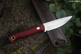 Туристический нож Small Elmax конвекс, накладки micarta Красная, оружейная насечка