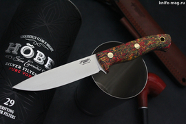 Туристический нож Шершень L Elmax, накладки micarta Красно-Желтая авторская, оружейная насечка