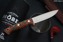 Туристический нож Шершень L Elmax, накладки micarta Красно-Желтая авторская, оружейная насечка