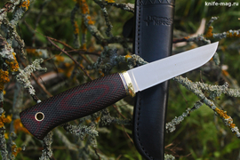 Туристический нож Сапсан Эксперт Bohler N690, рукоять micarta Красно-Черная, оружейная насечка