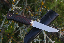 Туристический нож Сапсан Эксперт Bohler N690, рукоять micarta Красно-Черная, оружейная насечка