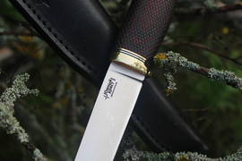 Туристический нож Сапсан Эксперт Bohler N690, рукоять micarta Красно-Черная, оружейная насечка