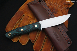 Туристический нож Fang L VG-10, накладки micarta Черно-Синяя, оружейная насечка