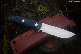 Туристический нож Cariboo L VG-10, накладки micarta Синяя, оружейная насечка