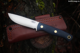 Туристический нож Cariboo L VG-10, накладки micarta Синяя, оружейная насечка