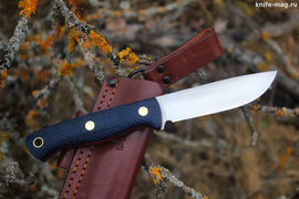 Туристический нож Caribou L VG-10, накладки micarta Синяя, оружейная насечка