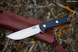 Туристический нож Caribou L VG-10, накладки micarta Синяя, оружейная насечка