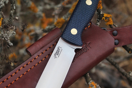 Туристический нож Caribou L VG-10, накладки micarta Синяя, оружейная насечка
