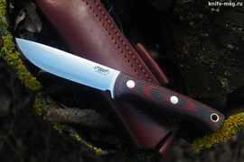 Туристический нож Cariboo L VG-10, накладки micarta Красно-Черная, оружейная насечка