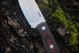 Туристический нож Барибал Elmax, накладки micarta Красно-Черная, оружейная насечка