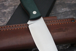 Туристический нож Барибал Elmax, накладки micarta Изумруд, оружейная насечка