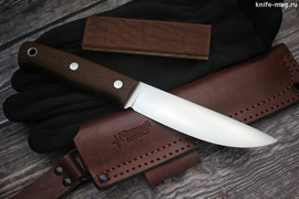 Туристический нож Росомаха Böhler K110, накладки micarta Койот, оружейная насечка