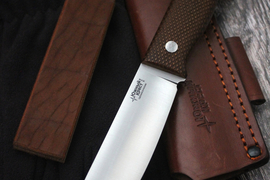 Туристический нож Росомаха Böhler K110, накладки micarta Койот, оружейная насечка