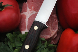Туристический нож Шершень L Böhler K110, накладки micarta Красно-Черная, оружейная насечка
