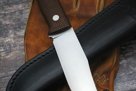 Туристический нож Fox S Bohler K110, накладки micarta Койот, оружейная насечка