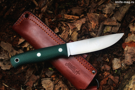 Туристический нож Росомаха Böhler K110, накладки micarta Изумруд, оружейная насечка