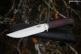 Туристический нож Партнер L Эксперт Bohler N690, рукоять micarta Красно-Черная, оружейная насечка