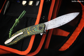 Складной нож Хантер ZDI-1016 (накладки Fatcarbon Toxic Storm, кастомная заточка)