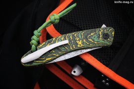 Складной нож Хантер ZDI-1016 (накладки Fatcarbon Toxic Storm, кастомная заточка)